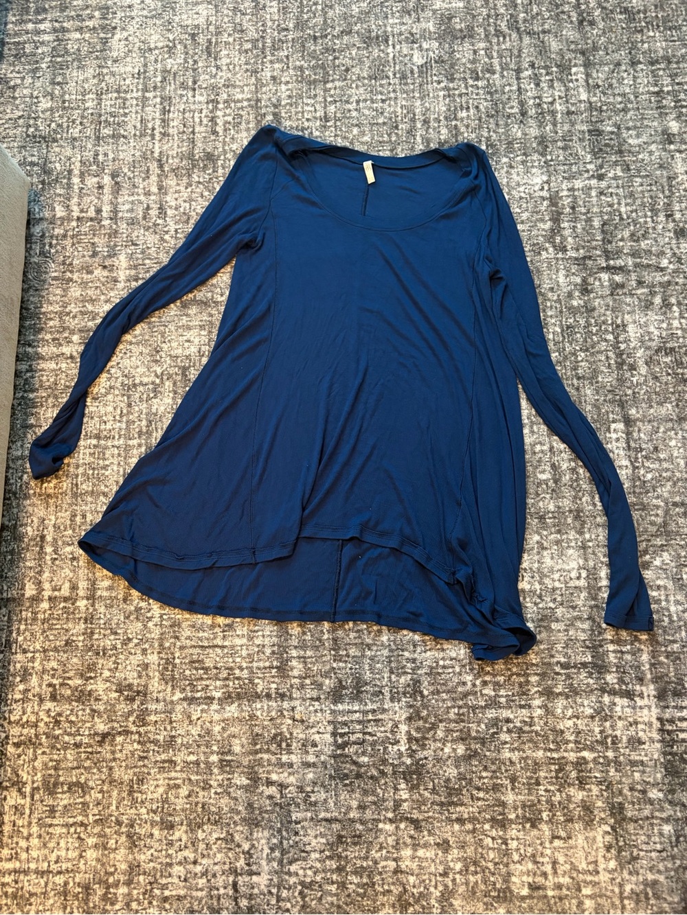 Free People Navy Blue Long Sleeve High Low Swing Tunic Top Size M